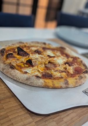 A picture of Sourdough Pizza dough using Sourdough Biga.
