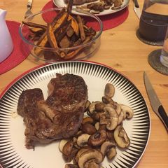 Steak and chips (sweet potato version!) A picture of Steak and chips (sweet potato version!).