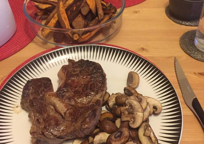 Recipe of Super Quick Homemade Steak and chips (sweet potato version!)