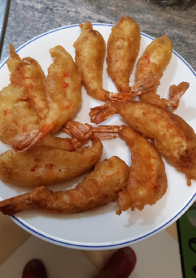 Una foto de Langostinos en tempura