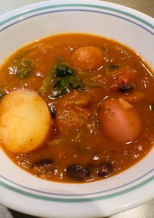 A picture of Black Bean Pumpkin Chowder.