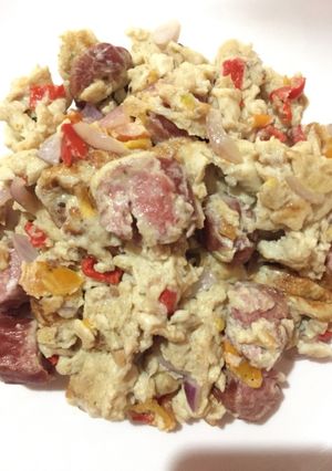 A picture of Scrambled Egg with Sausage.