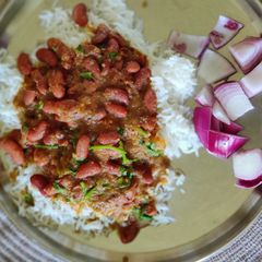 A picture of Rajma chawal - traditional method.