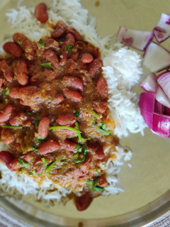A picture of Rajma chawal - traditional method.