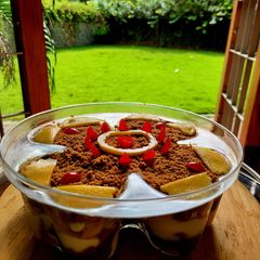A picture of Mango 🥭 Biscuit Custard pudding.