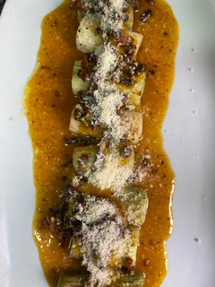 Una foto de Puerros al Horno a la Carbonara