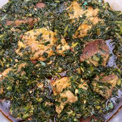 Edikang ikong 'aka' vegetable soup A picture of Edikang ikong 'aka' vegetable soup.