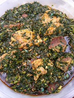 A picture of Edikang ikong 'aka' vegetable soup.