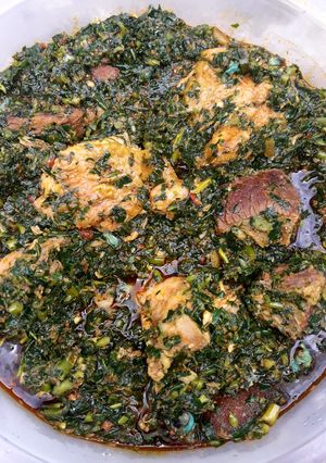 A picture of Edikang ikong 'aka' vegetable soup.