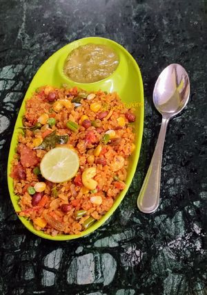 A picture of Veggie Masala Poha/Flattered Rice.
