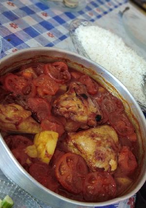 A picture of Baked Chicken and Vegetables.