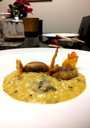 Una foto de Risotto de hongos al ají amarillo