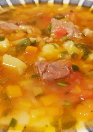 O poză a rețetei Ciorbă cu carne de vită și mult zarzavat.