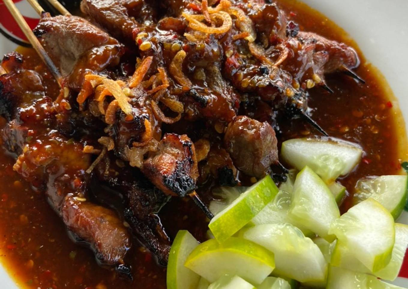 Sate Babi Plecing Bumbu Manis
