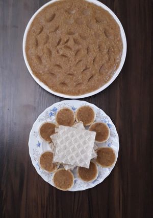 عکسی از دستور حلوا اوماج با نان میکادو