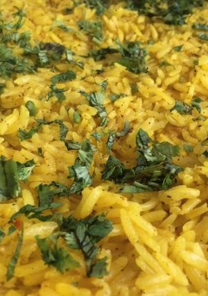 Una foto de Arroz al Curry con aceite de coco