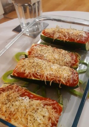 Una foto de Calabacín gratinado express