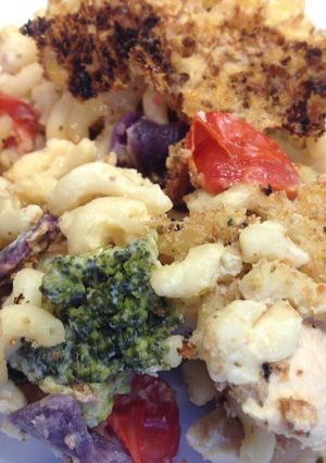 A picture of Chicken and Cherry Tomato Pasta Bake.