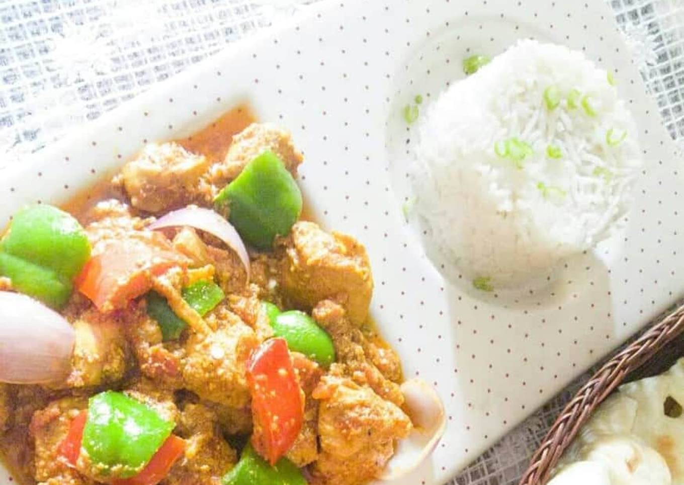 Chicken Jalfrezi and Fried Rice
