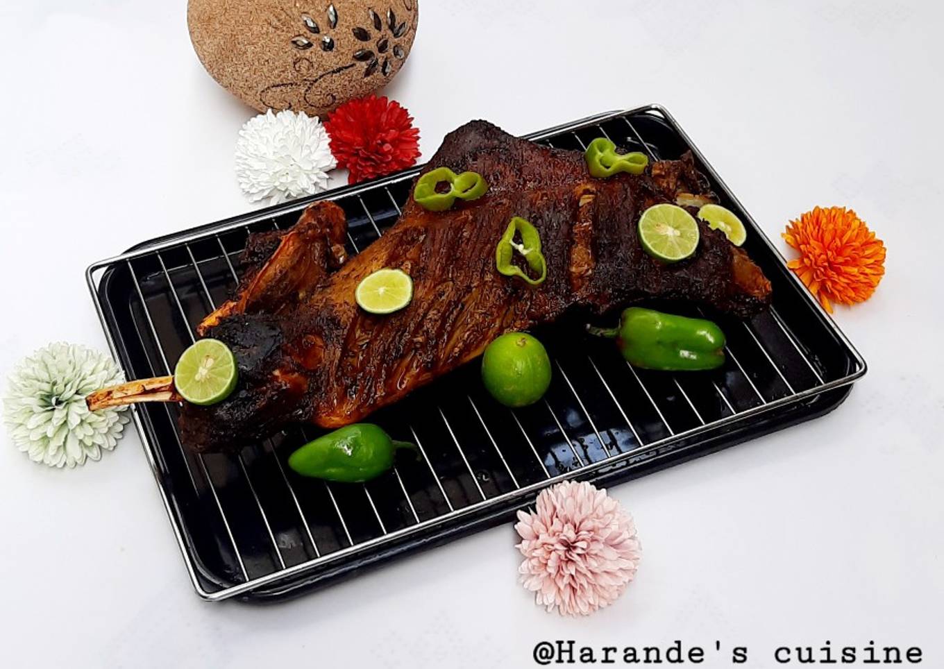 Oven grill lamb leg