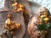 Una foto de lomo mechado al horno