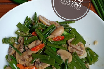 Cara Memasak Tumis Bunga Prei&amp;Jamur Kancing Putih Kekinian