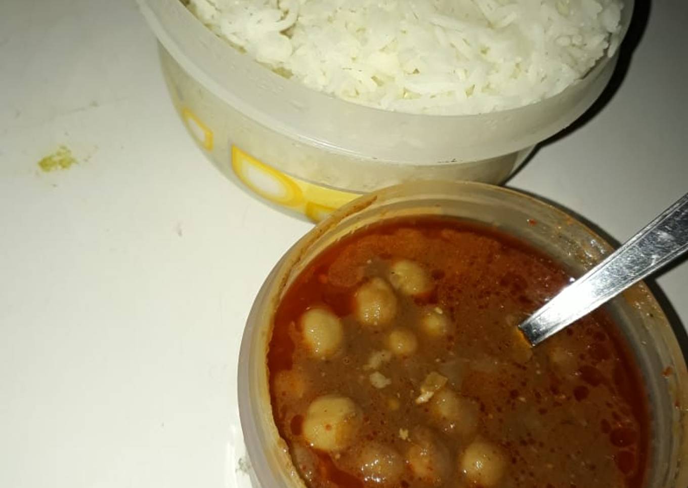 White chana and boiled rice