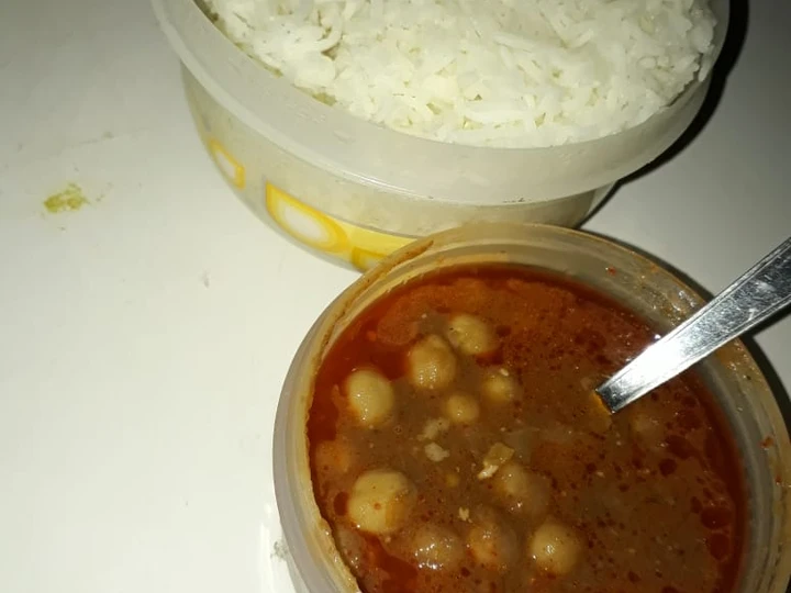Easy Steps to Make Recipe White chana and boiled rice that is Can Pamper Your Tongue, Tasty}