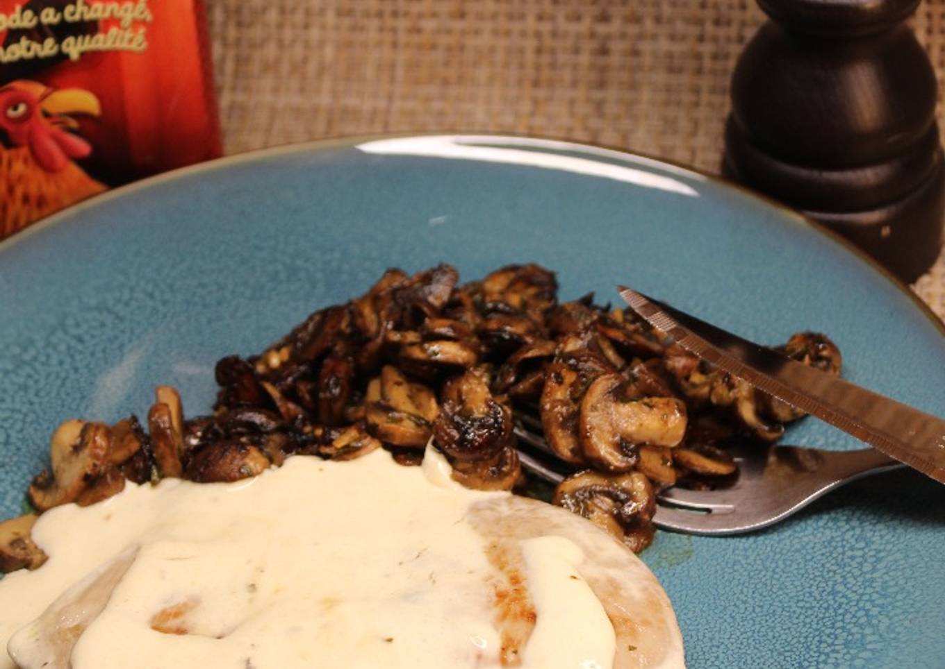 Bavette de veau à la crème et champignons citronnés