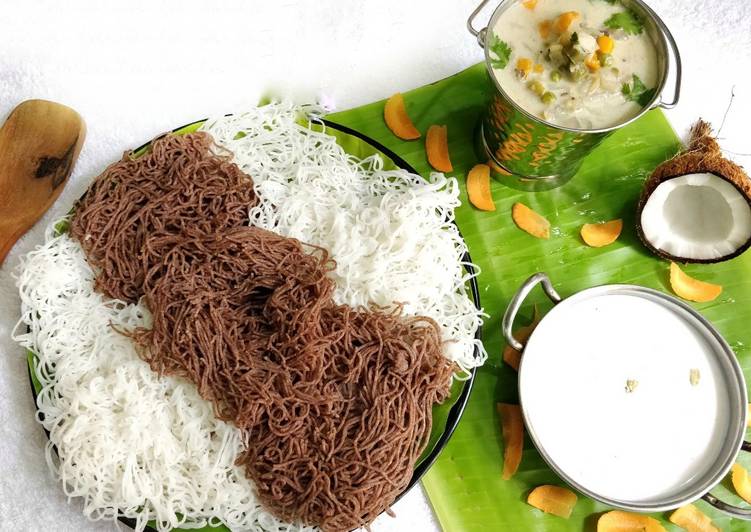 Recipe of Quick Ragi Rice Stringhopper&#39;s Sodhi and Coconut milk