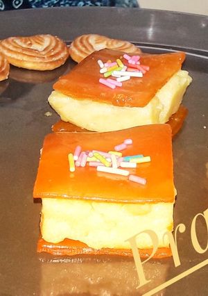 A picture of Aam papad pudding.