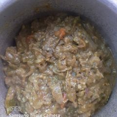A picture of Brinjal cluster beans bhaji.