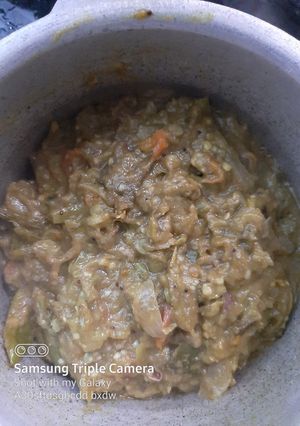 A picture of Brinjal cluster beans bhaji.