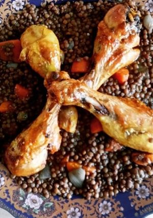 Une photo de Tajine poulet aux lentilles