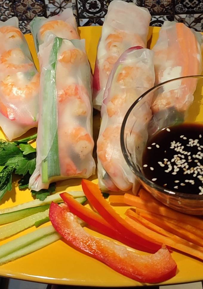 Спрінг роли з овочами та креветками🦐
