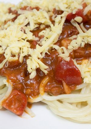 A picture of Filipino Sweet-Style Meaty Spaghetti.