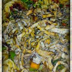 A picture of Tornillos con vegetales y "Pollo" Veg.