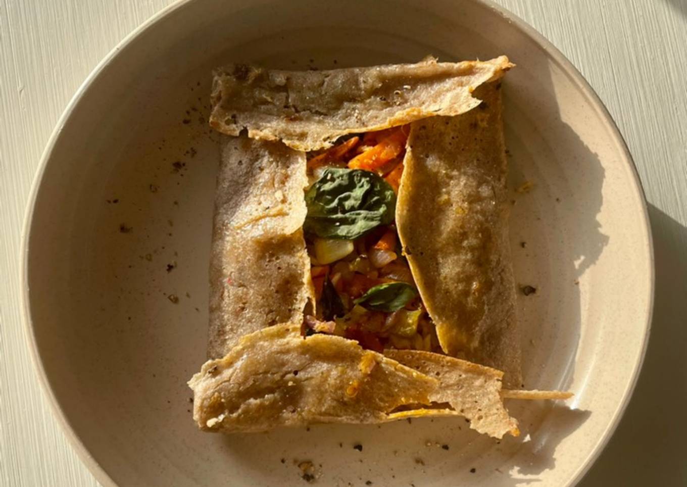 Galette bretonne de vegetales y caballa