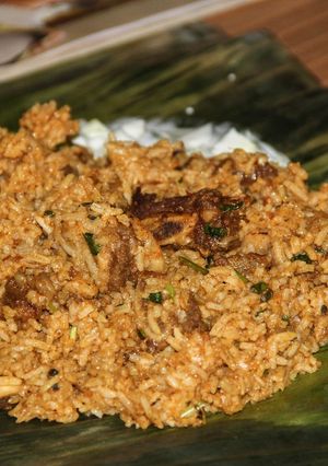 A picture of Kerala Style Mutton Biryani.