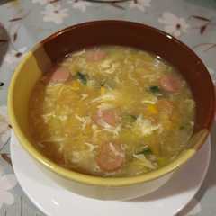 A picture of Sup Jagung, Asparagus dan kepiting.
