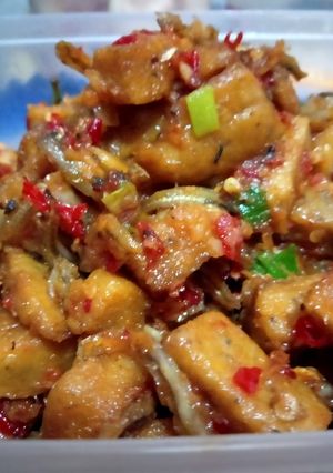 Foto resep Teri asin dan tempe gembus pedas