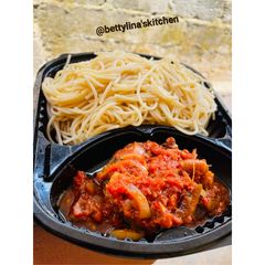 Pasta and sauce A picture of Pasta and sauce.