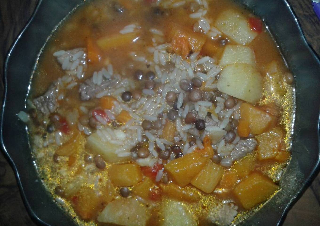 Guiso de lentejas y arroz