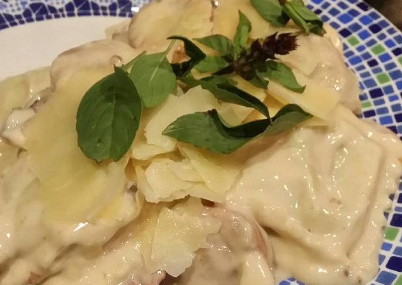 Brad's portabello ravioli and sausage