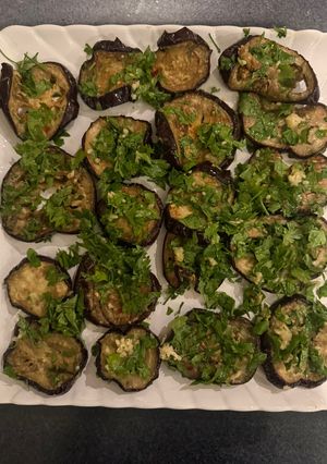 A picture of Roasted Aubergine Slices.