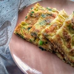 A picture of Sausage Meatball and Green Onion Omelette.