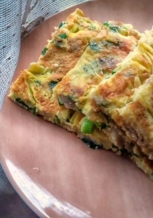 A picture of Sausage Meatball and Green Onion Omelette.