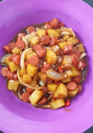 Foto resep Tumis sosis dan kentang masak kecap
