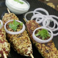 A picture of Oats Beetroot Seekh kabab.