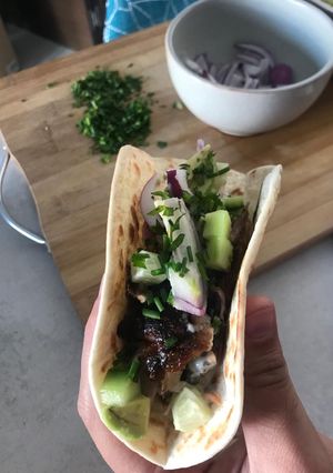Una foto de Taco con costillas de cerdo asado, David muñoz ❎
